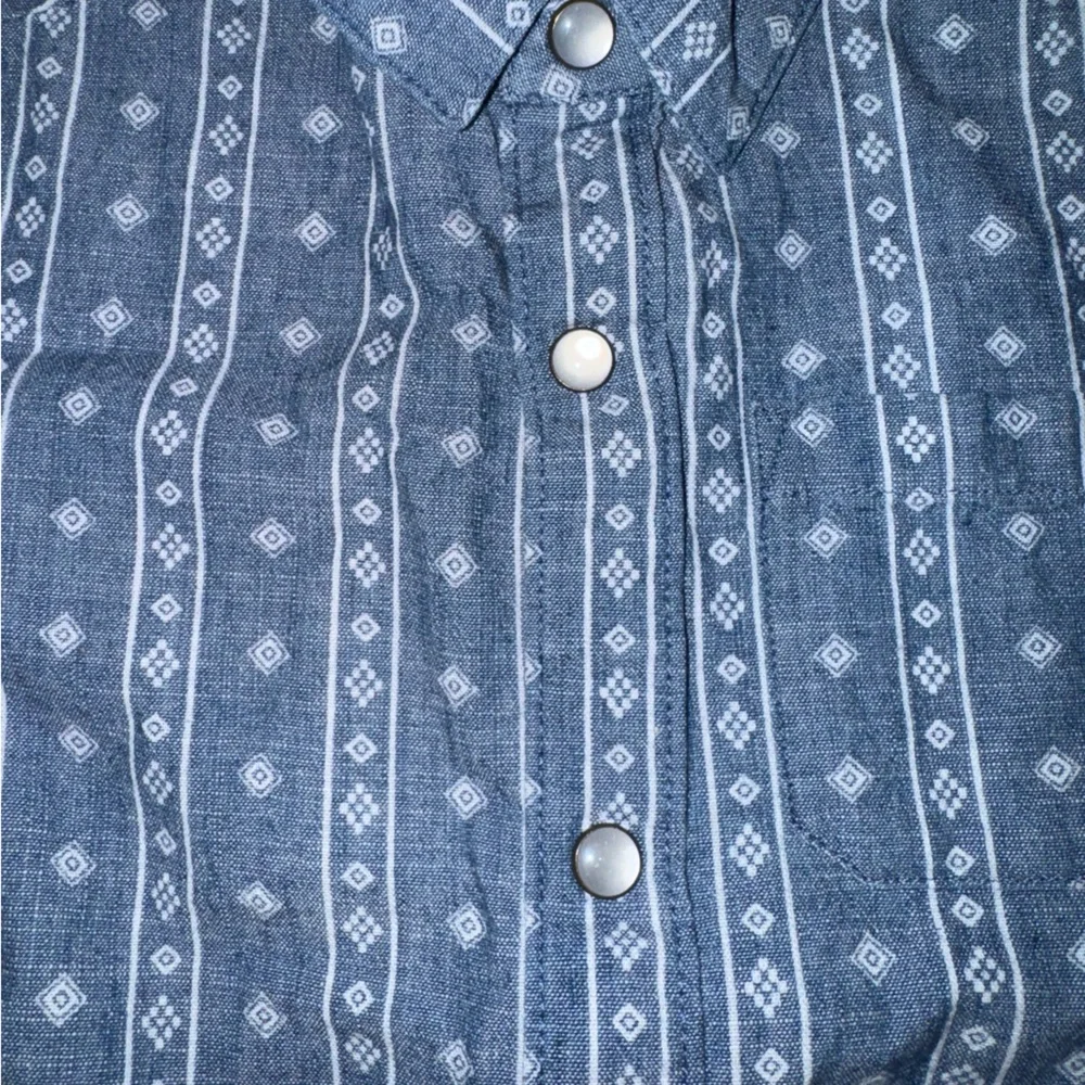 Gymboree Boys Blue Chambray Geometric Button Down Shirt Size 4T